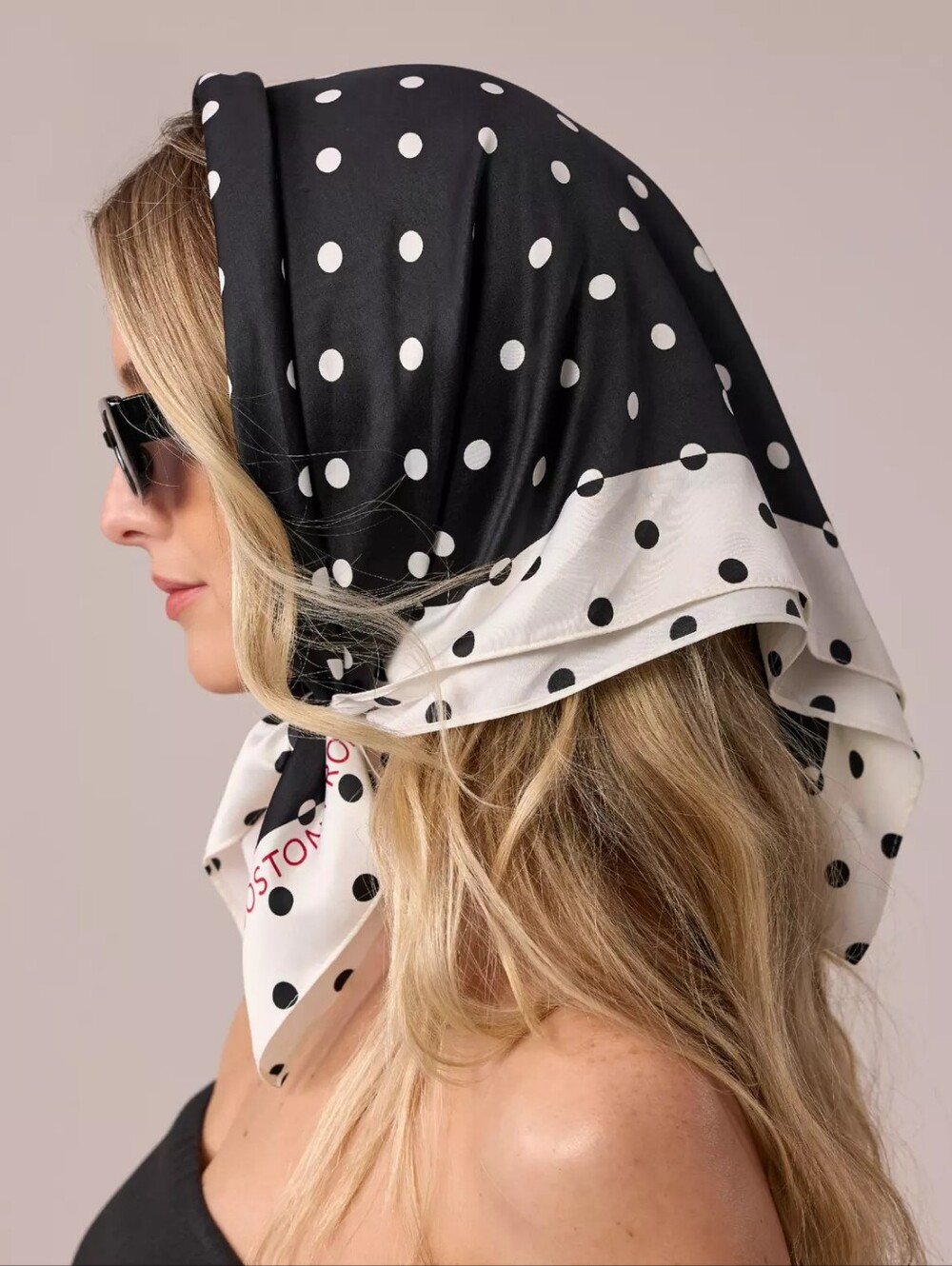 BOSTON PROPER Black And White Polka Dot Scarf Bandana NWT
